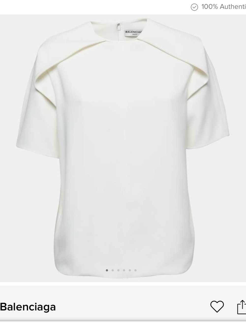 Balenciaga Ivory Sculpted Draped Shoulder Short Sleeve Top